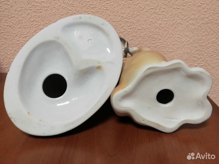 Фарфоровые статуэтки Бульдог и Рысь, лфз, СССР