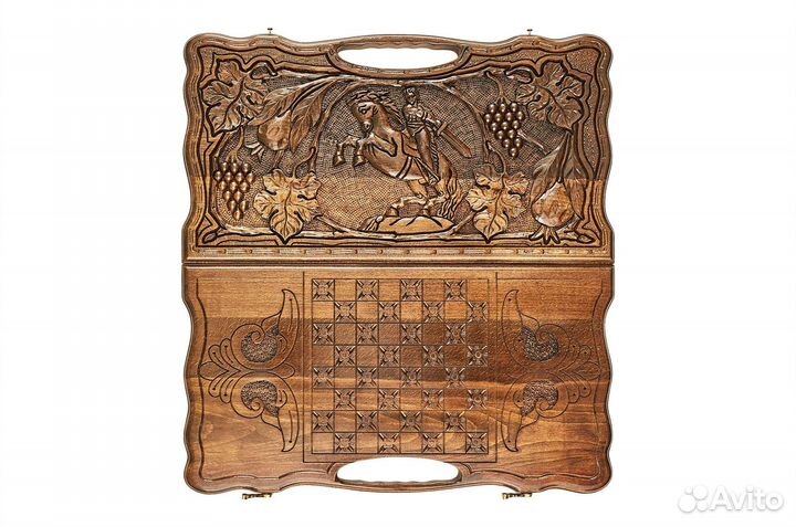 Нарды и шашки резные Одинокий всадник 50 х 52 см бук Армения 62394