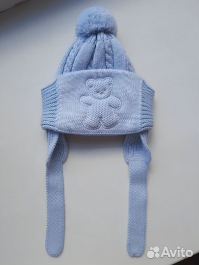 Новая шапка ог 40-42 для мальчика с медвежонком