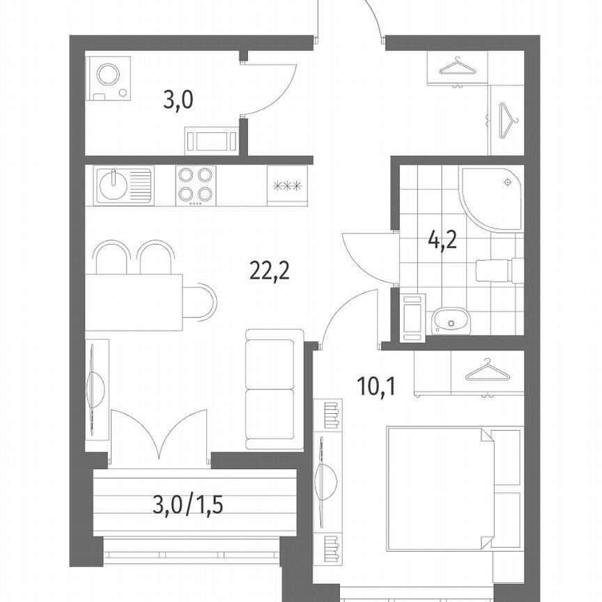 1-к. квартира, 41 м², 6/7 эт.