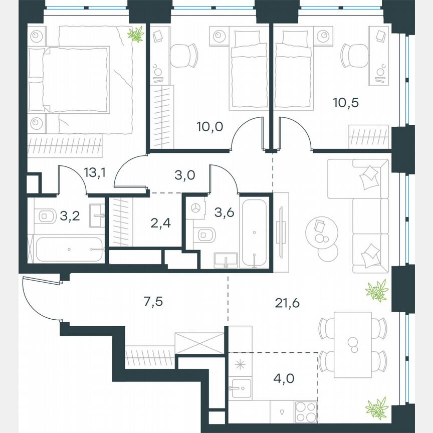 4-к. квартира, 78,9 м², 38/48 эт.
