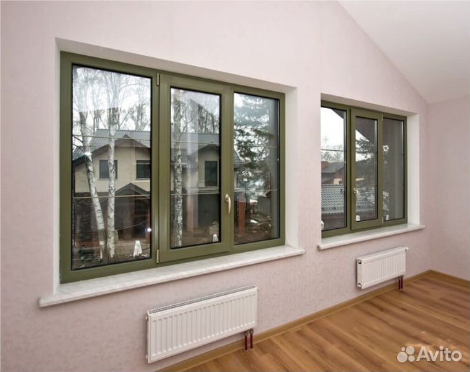 Окно пластиковое трехстворчатое в частный дом