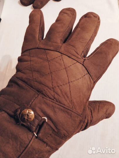 Мужские кожаные перчатки коричневые