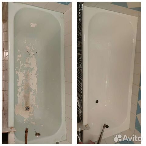 Восстановление покрытия ванн наливным акрилом