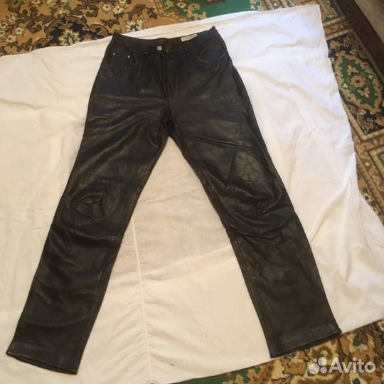 Кожаные брюки женские 46