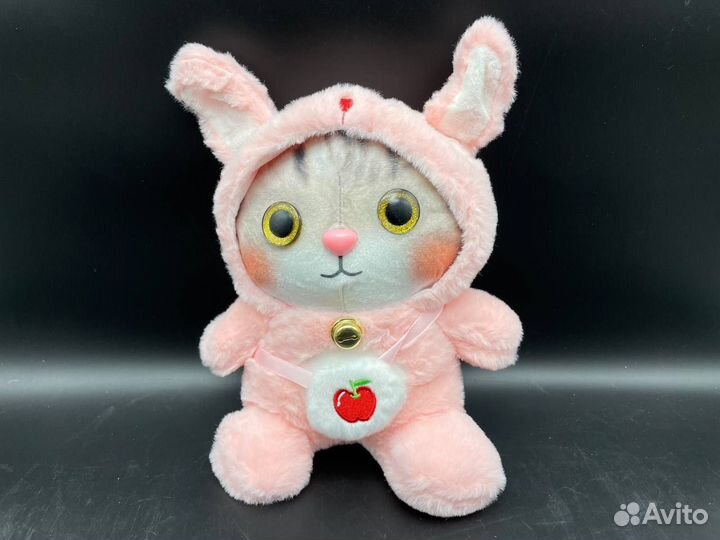 Мягкая игрушка кот в капюшоне в пижаме кигуруми