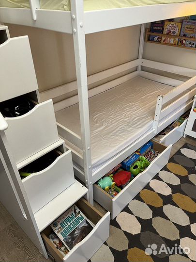 Двухъярусная детская кровать Домик (2 этажа )