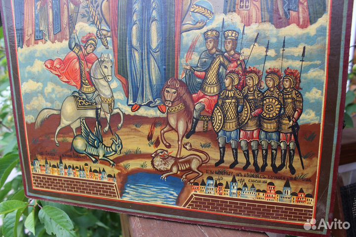 Азовская старая икона Божей матери живопись золото