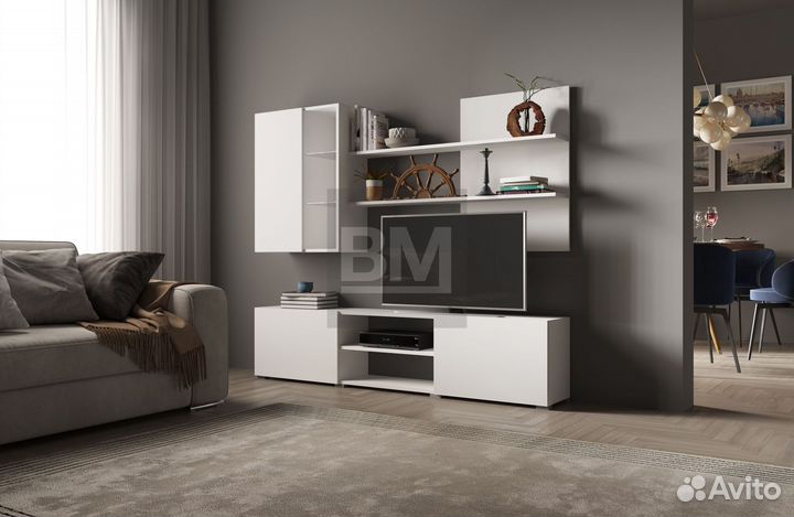 Стенка под тв белая