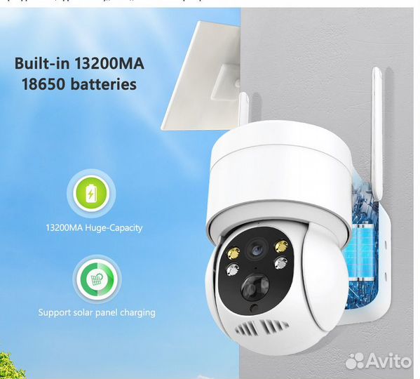 Видеокамера на телефон 2 мп солнечная поворотная