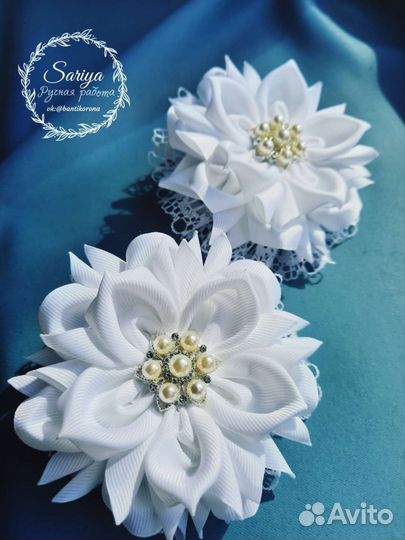 Бантики для волос белые