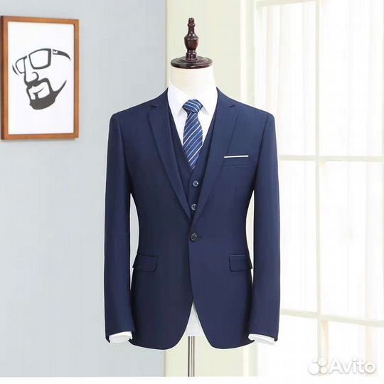 Костюм на школьника, студента, синий с рубашкой