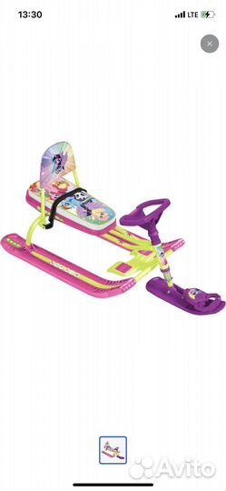 Детский снегокат со спинкой