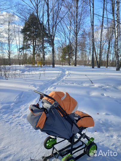 Детские санки коляска с колесами