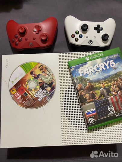 Xbox One s 2 геймпада+игры