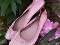 Нежно-розовые кожаные балетки Франция