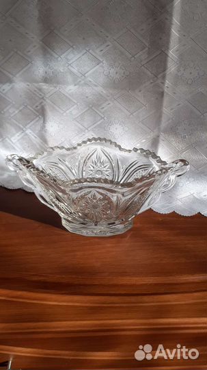 Хрустальная ваза ладья