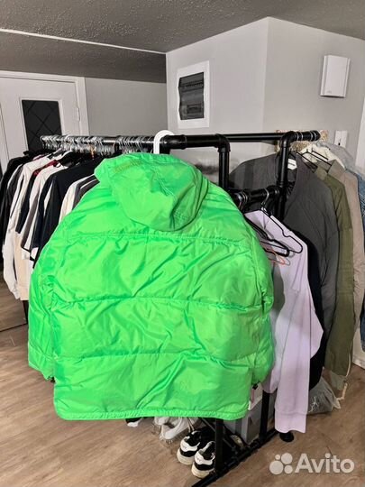 Пуховик Vetements Neon Green Logo Double Оригинал