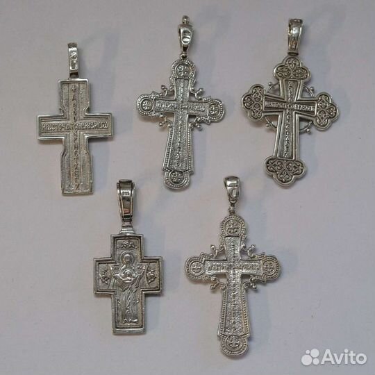 Кресты серебрянные нательные 5 шт