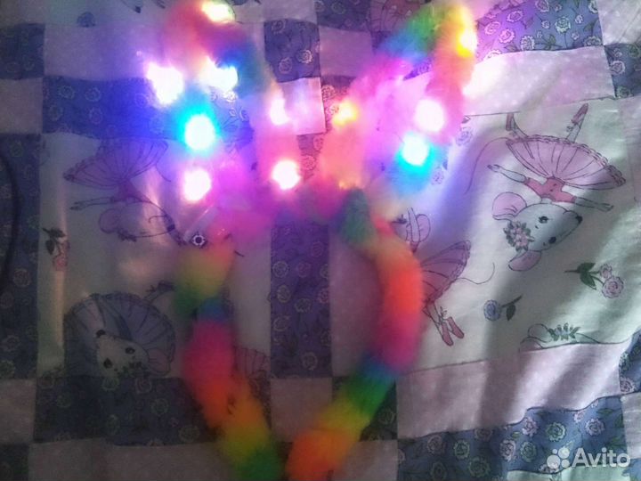 Ободок для волос ушками светящийся