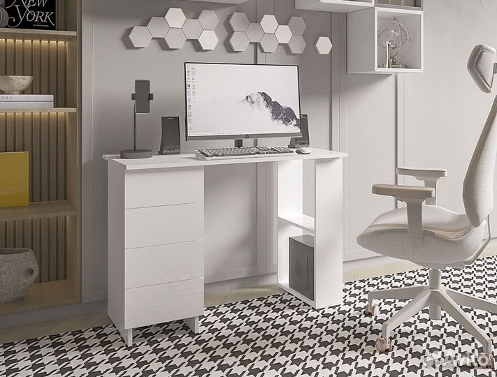 Стол письменный с ящиками и полками