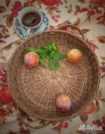 Поднос плетёный +коробочка для специй (набор)