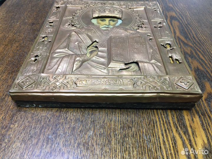 Старинная икона 19 век Николай Чудотворец