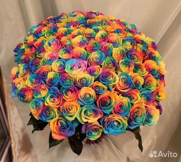 Радужные розы доставка