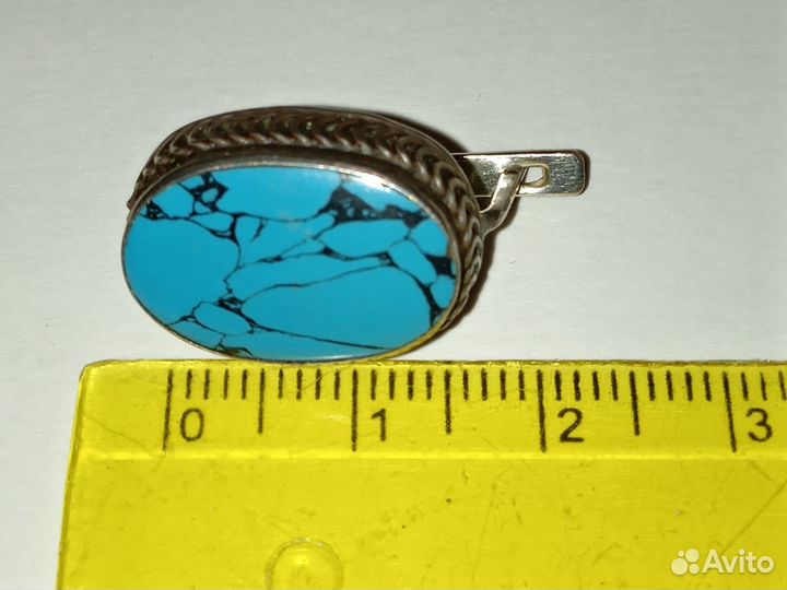 Серьга, серебро 925 пробы, натуральная бирюза