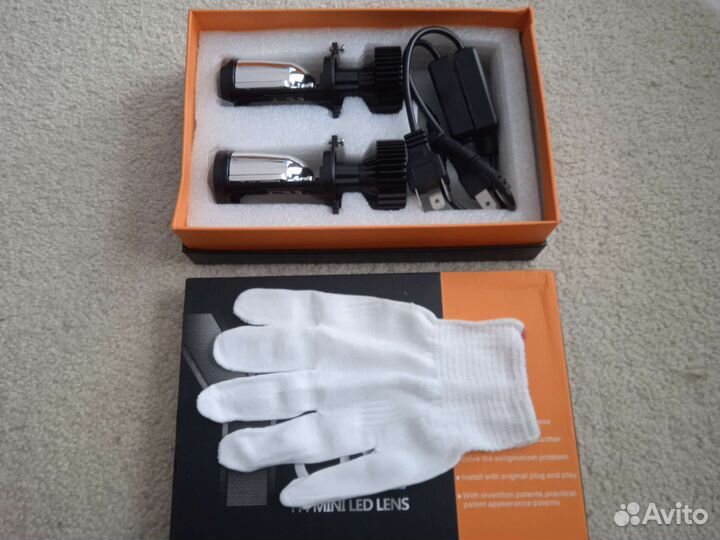 Светодиодные лампы h4, h7 с линзой