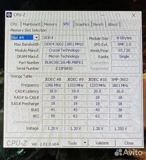 Оперативная память Crucial Ballistix DDR4 3600 мгц