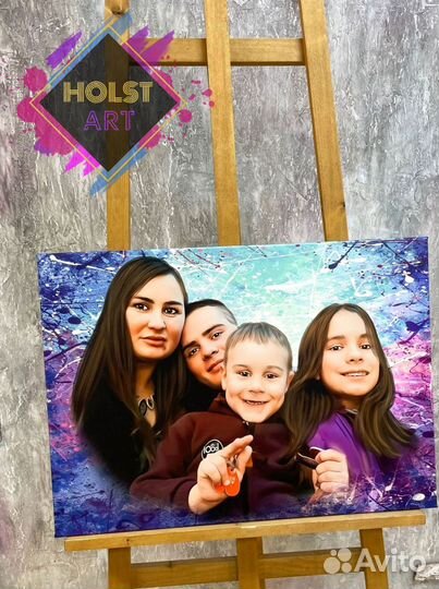 Портрет по фото на холсте