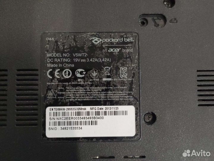 Packard Bell v5wt2 под восстановление