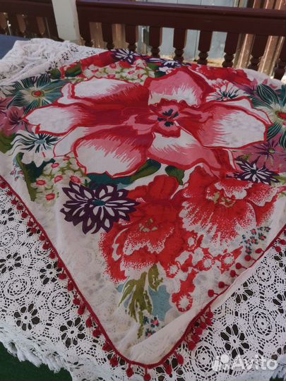 Большой платок хлопок с бубенчиками