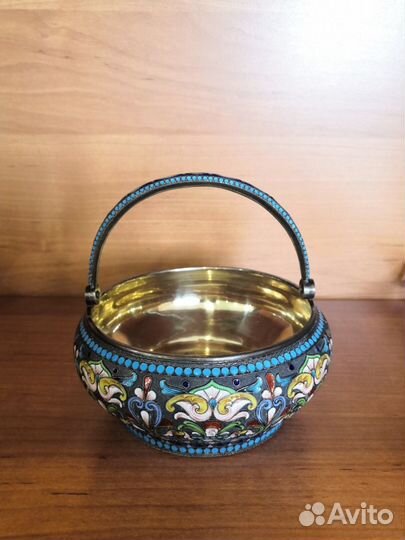 Конфетница серебро эмаль 84 проба