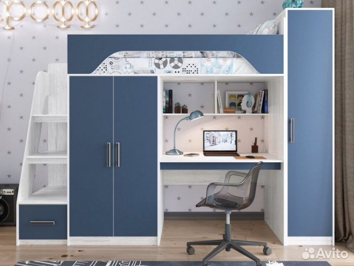 Кровать чердак Тея Ярофф со шкафом-пеналом