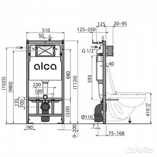 Инсталляция Alcaplast AM101/1120-4:1 RU M670-0001