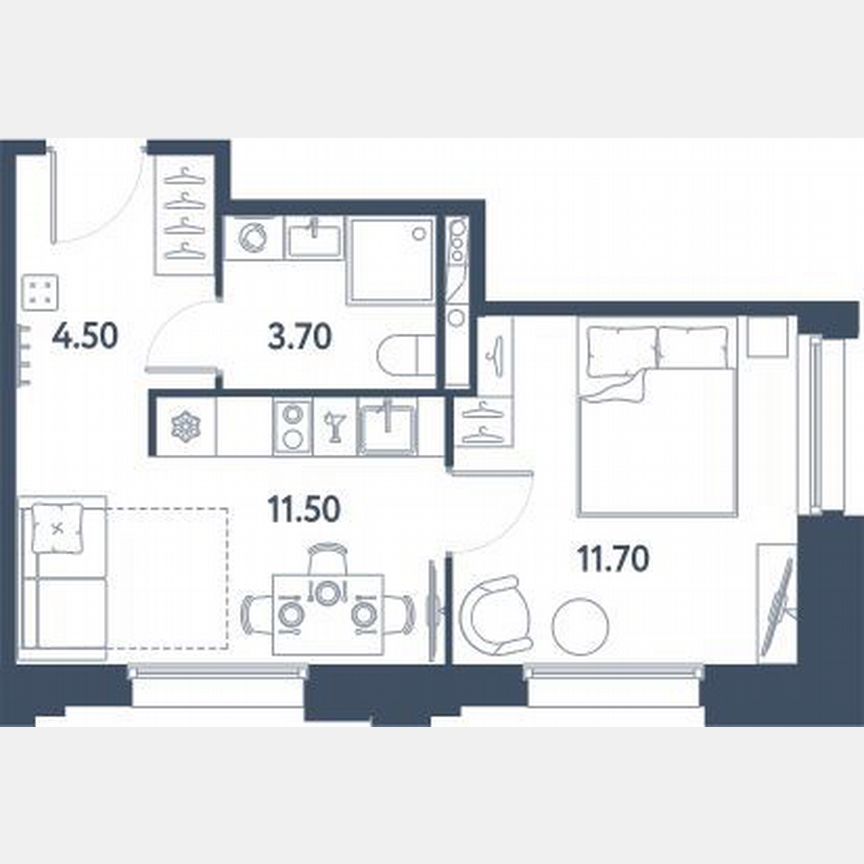 1-к. апартаменты, 31,4 м², 5/16 эт.