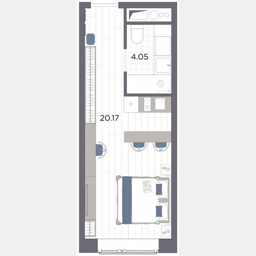 Апартаменты-студия, 24,2 м², 6/14 эт.