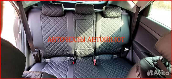 Чехлы Автопилот Chery Tiggo из экокожи чёрные Ромб