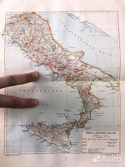 Карта Древней Италии и Рима. 1903 г. оригинал