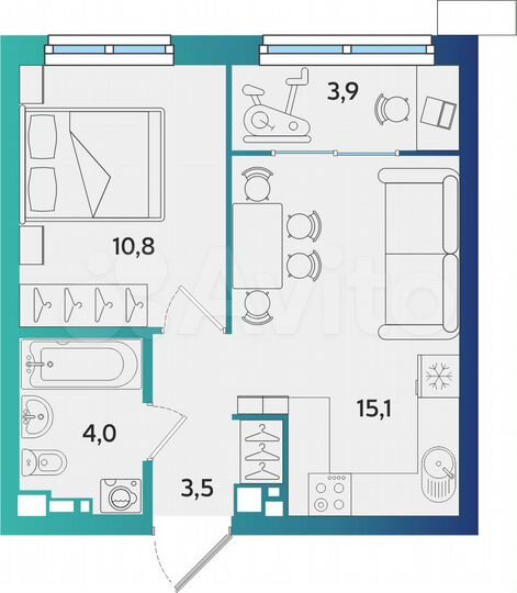 1-к. квартира, 37,3 м², 5/16 эт.