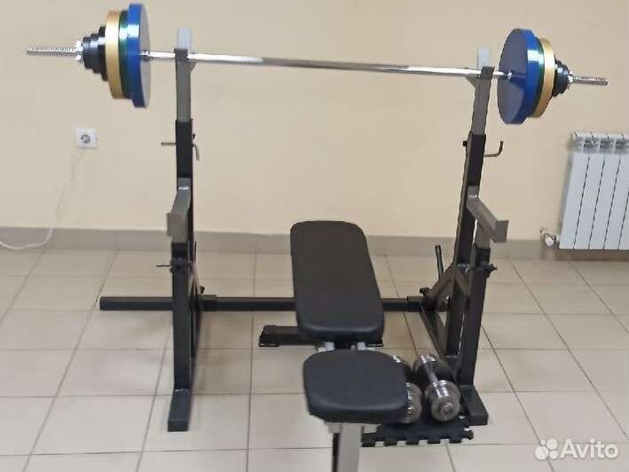 Штанга 80кг + стойки + скамья