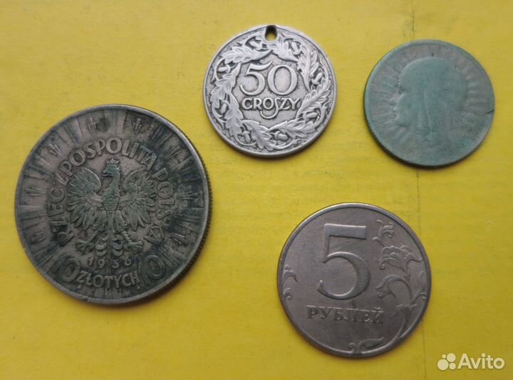 Монета 10 злотых. Польша. 1936 год. Серебро