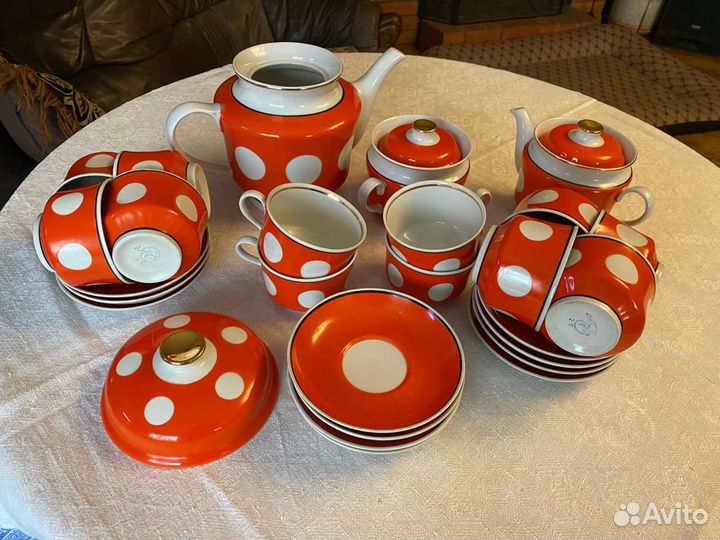 Чайный сервиз СССР «Горох» Винтаж, 12 персон