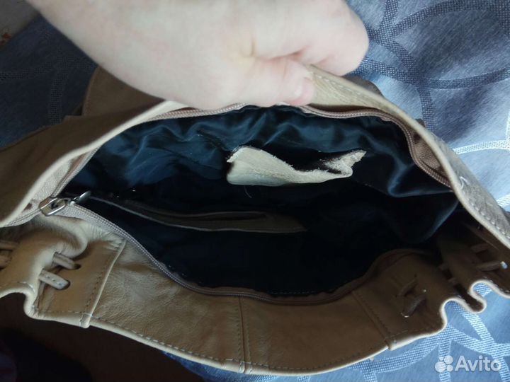 Сумка женская натуральная кожа бежевая