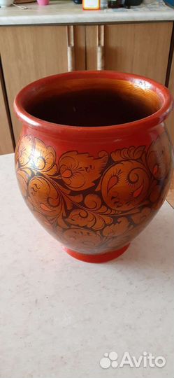 Горшок деревянный Хохлома