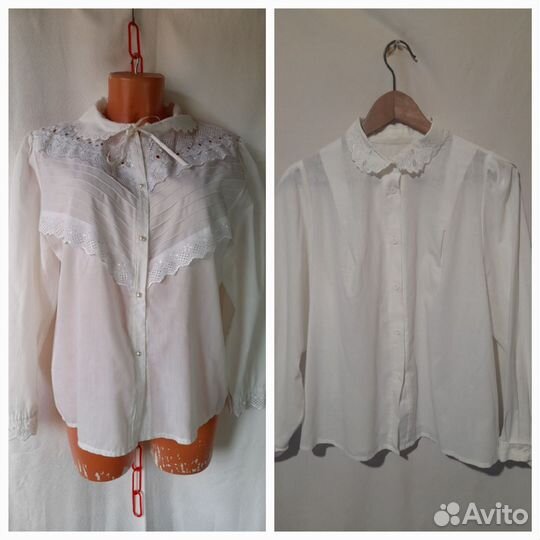 Хлопковые блузки с кружевом винтаж СССР
