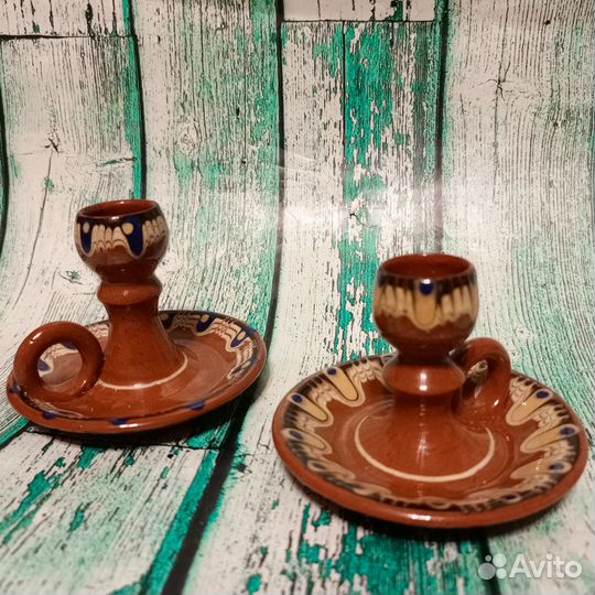 Подсвечники-плошки Пара Болгарская керамика винтаж