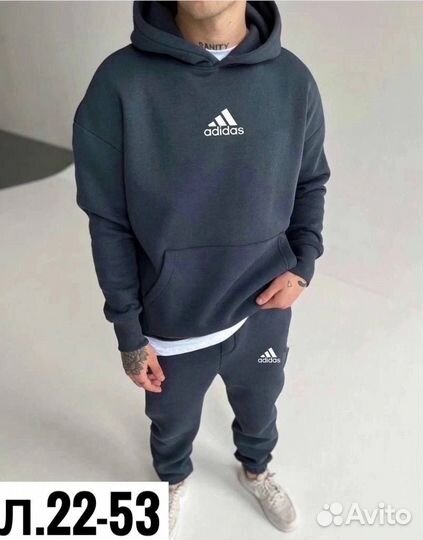 Спортивный костюм мужской зимний на флисе Adidas